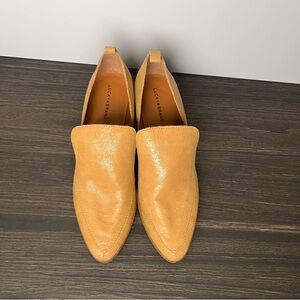 Lucky Brand Women's Tan Shimmery Leather Loafer Bootie Flat Western Chic Boho